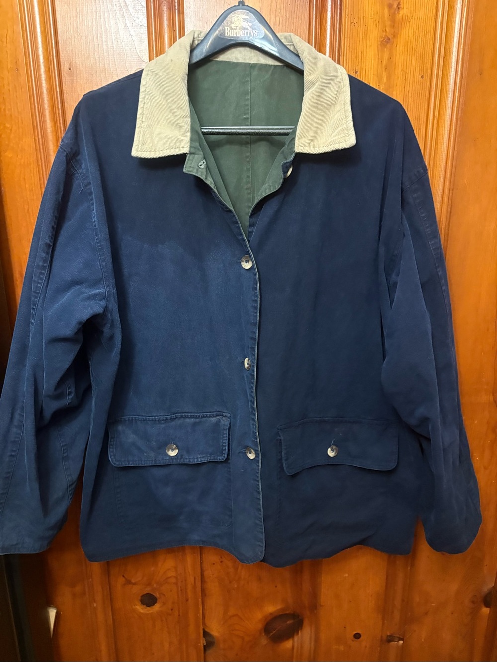 VTG Preston & York Sport Reversible Barn Jacket Chore Coat Men’s XL Navy & Green